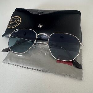 Ray-Ban Silver Sunglasses with Black Leather Case